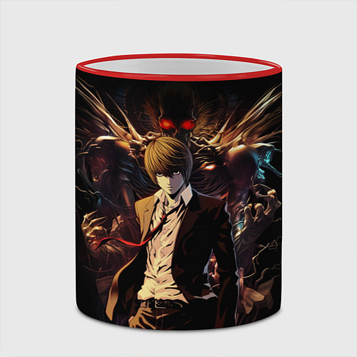 Кружка цветная Лайт Ягами - Death Note / 3D-Красный кант – фото 2