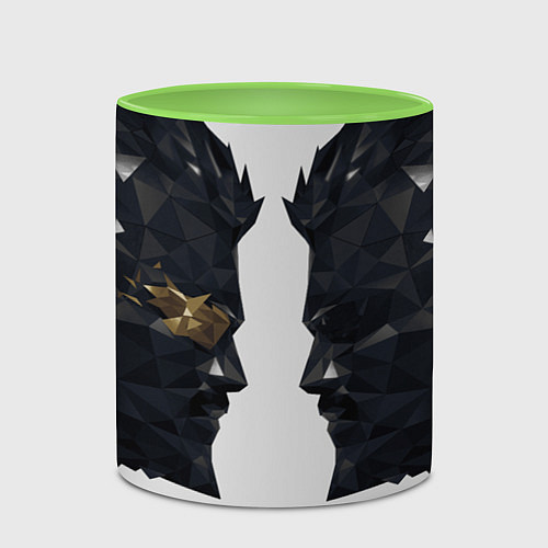 Кружка цветная Адам Дженсен в отражении deus ex / 3D-Белый + светло-зеленый – фото 2