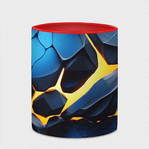 Кружка цветная Желтая лава на синих плитах / 3D-Белый + красный – фото 2