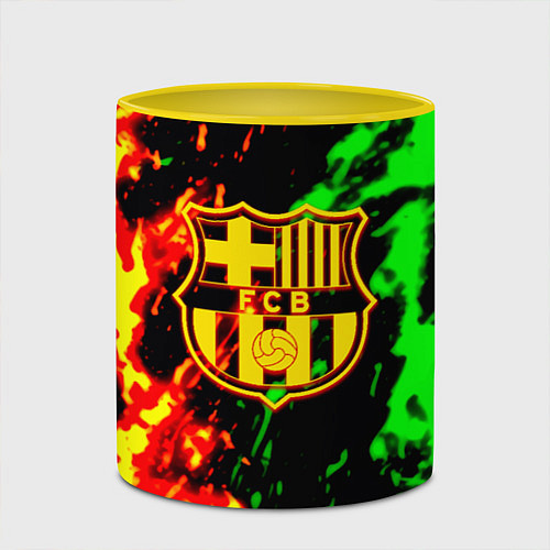 Кружка цветная Barcelona огненное лого / 3D-Белый + желтый – фото 2