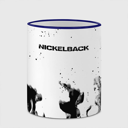 Кружка цветная Nickelback серый дым рок / 3D-Синий кант – фото 2