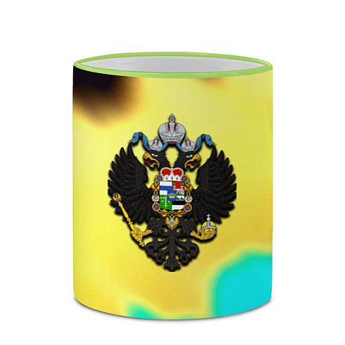Кружка цветная Российская империя герб краски / 3D-Светло-зеленый кант – фото 2