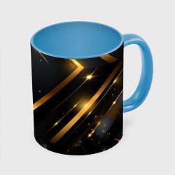 Кружка 3D Gold luxury black abstract, цвет: 3D-белый + небесно-голубой