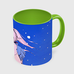 Кружка 3D Фрирен и снег, цвет: 3D-белый + светло-зеленый