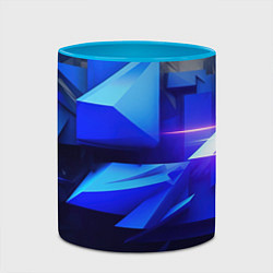 Кружка 3D Black blue background abstract, цвет: 3D-белый + небесно-голубой — фото 2