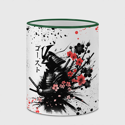 Кружка цветная Ghost of Tsushima - sakura samurai ghost / 3D-Зеленый кант – фото 2