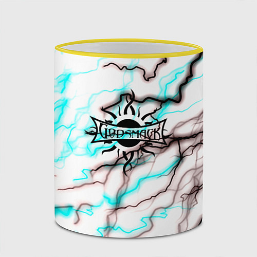 Кружка цветная Godsmack storm текстура / 3D-Желтый кант – фото 2