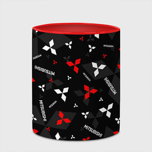 Кружка цветная Mitsubishi - logo pattern / 3D-Белый + красный – фото 2