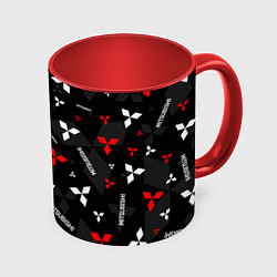 Кружка 3D Mitsubishi - logo pattern, цвет: 3D-белый + красный