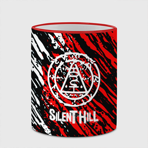 Кружка цветная Silent hill краски белые и красные штрихи / 3D-Красный кант – фото 2