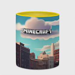 Кружка 3D Minecraft город и лого, цвет: 3D-белый + желтый — фото 2