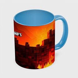 Кружка 3D Minecraft огненные кубы, цвет: 3D-белый + небесно-голубой