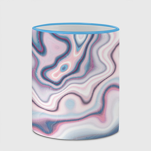 Кружка цветная Мраморные разводы / 3D-Небесно-голубой кант – фото 2