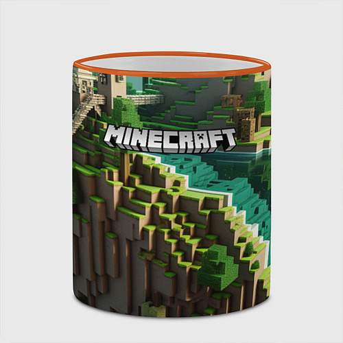 Кружка цветная Minecraft logo летняя карта / 3D-Оранжевый кант – фото 2