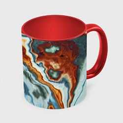 Кружка 3D Мраморная текстура, цвет: 3D-белый + красный