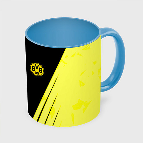 Кружка цветная Borussia geometry yellow / 3D-Белый + небесно-голубой – фото 1