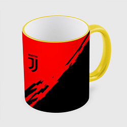 Кружка 3D Juventus краски спорт фк, цвет: 3D-желтый кант
