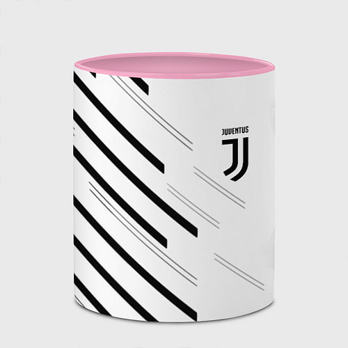 Кружка цветная Juventus sport geometry / 3D-Белый + розовый – фото 2