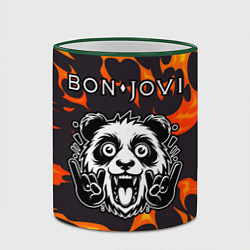 Кружка 3D Bon Jovi рок панда и огонь, цвет: 3D-зеленый кант — фото 2
