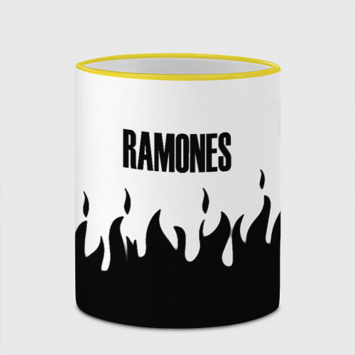 Кружка цветная Ramones fire black rock / 3D-Желтый кант – фото 2