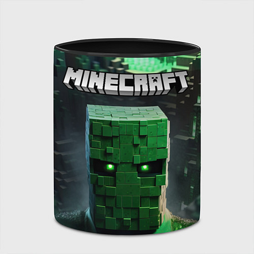 Кружка цветная Minecraft зеленый персонаж каменные джунгли / 3D-Белый + черный – фото 2