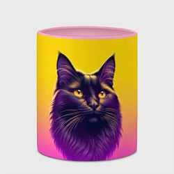 Кружка 3D Кот чёрный с золотыми глазами, цвет: 3D-белый + розовый — фото 2
