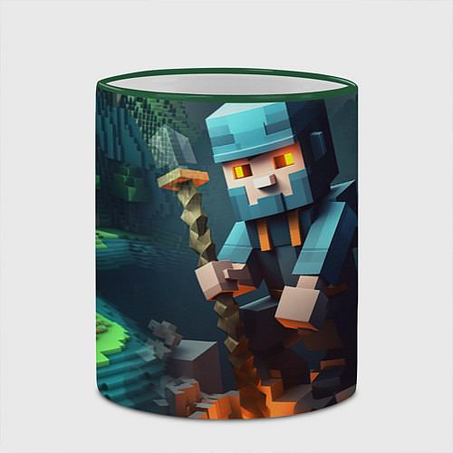Кружка цветная Minecraft персонаж у костра / 3D-Зеленый кант – фото 2
