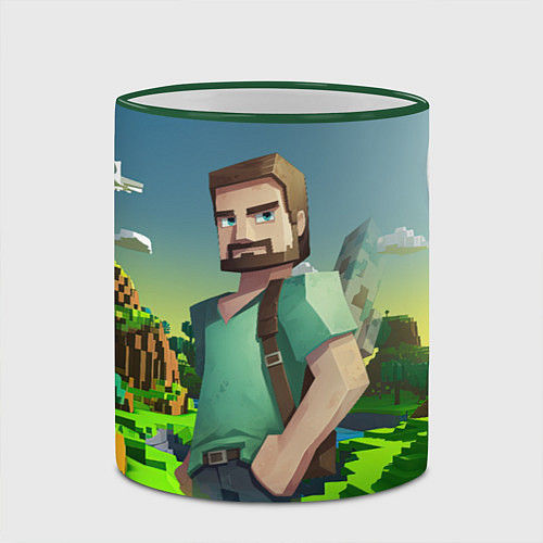 Кружка цветная Minecraft персонаж зеленый мир / 3D-Зеленый кант – фото 2