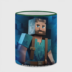 Кружка 3D Minecraft персонаж синий фон, цвет: 3D-зеленый кант — фото 2