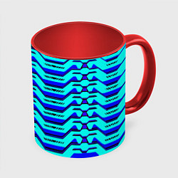 Кружка 3D Голубая киберпанк броня, цвет: 3D-белый + красный