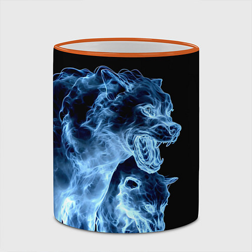 Кружка цветная Волки призраки / 3D-Оранжевый кант – фото 2