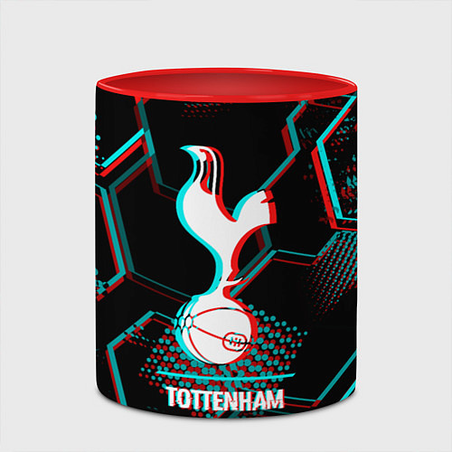 Кружка цветная Tottenham FC в стиле glitch на темном фоне / 3D-Белый + красный – фото 2
