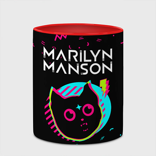 Кружка цветная Marilyn Manson - rock star cat / 3D-Белый + красный – фото 2