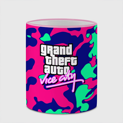 Кружка цветная GTA vice city камуфляж / 3D-Розовый кант – фото 2