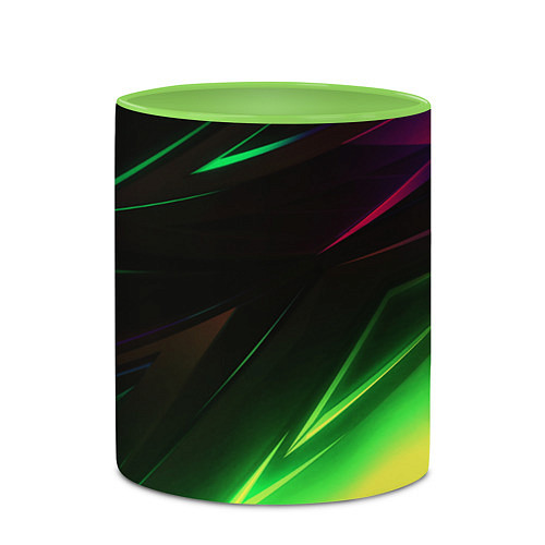 Кружка цветная Geometry stripes кислотный неон / 3D-Белый + светло-зеленый – фото 2