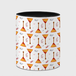 Кружка 3D Узор из музыкальных инструментов балалаек, цвет: 3D-белый + черный — фото 2