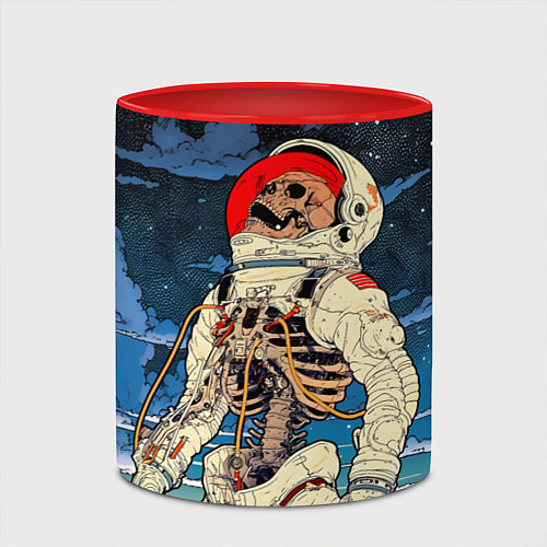 Кружка цветная Скелет - астронавт / 3D-Белый + красный – фото 2