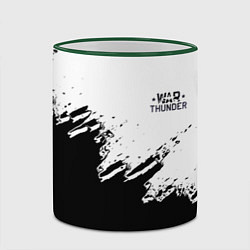 Кружка 3D Warthunder чёрно белые краски гейм, цвет: 3D-зеленый кант — фото 2