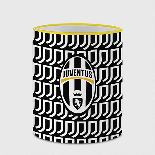 Кружка цветная Juventus pattern fc / 3D-Желтый кант – фото 2