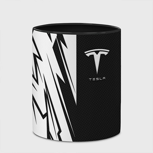 Кружка цветная Tesla - carbon texture / 3D-Белый + черный – фото 2