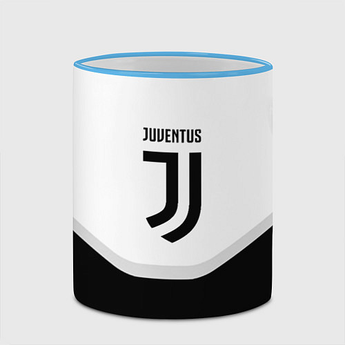 Кружка цветная Juventus black geometry sport / 3D-Небесно-голубой кант – фото 2