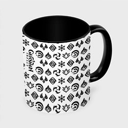 Кружка 3D Genshin Impact - black and white, цвет: 3D-белый + черный