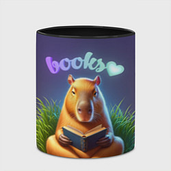 Кружка 3D Капибара любит книги, цвет: 3D-белый + черный — фото 2