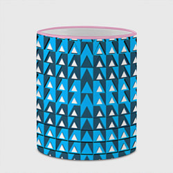 Кружка 3D Узор из треугольников синий, цвет: 3D-розовый кант — фото 2