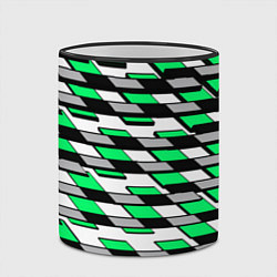 Кружка 3D Зелёные четырёхугольники на белом фоне, цвет: 3D-черный кант — фото 2