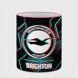 Кружка 3D Brighton FC в стиле glitch на темном фоне, цвет: 3D-розовый кант — фото 2