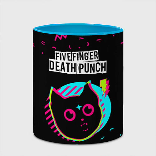 Кружка цветная Five Finger Death Punch - rock star cat / 3D-Белый + небесно-голубой – фото 2