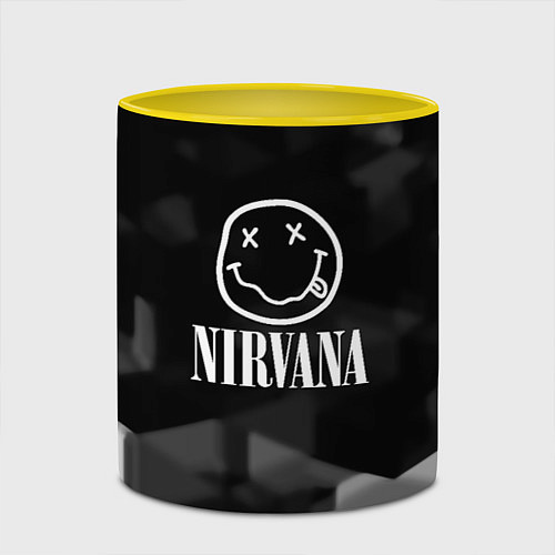 Кружка цветная Nirvana текстура рок / 3D-Белый + желтый – фото 2