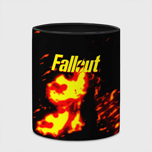 Кружка цветная Fallout огнненое лого / 3D-Белый + черный – фото 2