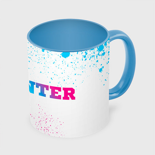 Кружка цветная Inter neon gradient style по-горизонтали / 3D-Белый + небесно-голубой – фото 1